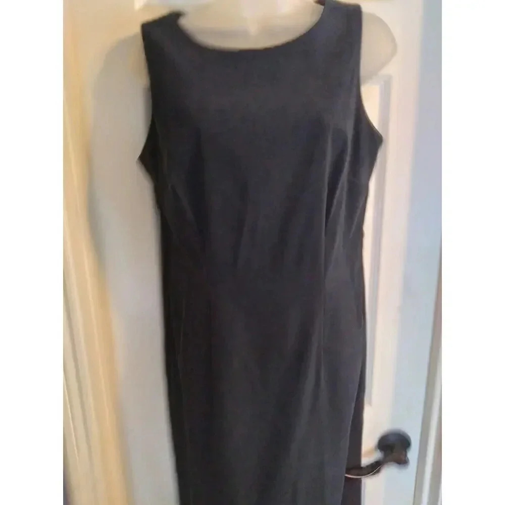 T & Company Jumper Dress Black Sleeveless Sz 10 Preppy Sporty Faux Suede